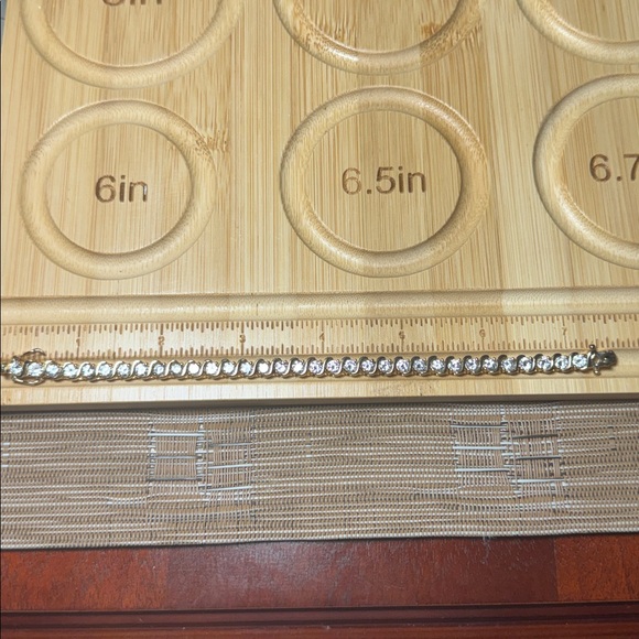 S Tennis CZ Gold over 925 Sterling Silver Bracelet - Picture 4 of 17